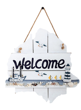 欢迎光临挂牌创意房间装饰门牌地中海海洋风welcome欢迎光临挂件