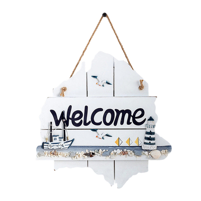 欢迎光临挂牌创意房间装饰门牌地中海海洋风welcome欢迎光临挂件