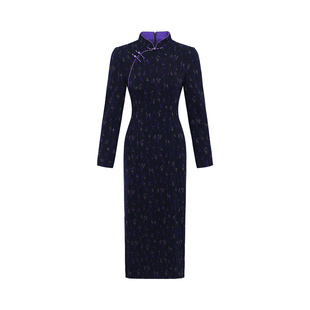 黛玛诗显瘦花裙子2025秋季新款复古国风长袖改良旗袍碎花连衣裙女