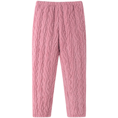 三层绒夹棉保暖三层法兰绒睡裤棉