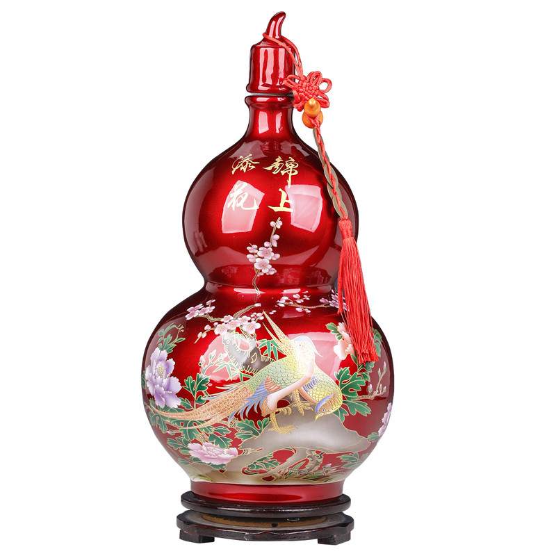景德镇陶瓷器红葫芦摆件招财镇宅