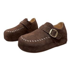 欧货磨砂牛皮加绒勃肯鞋女2025秋冬新款厚底一脚蹬懒人鞋休闲鞋潮