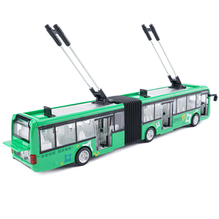 双层巴士公共汽车合金开门声光回力公交车儿童玩具双节大巴车模型
