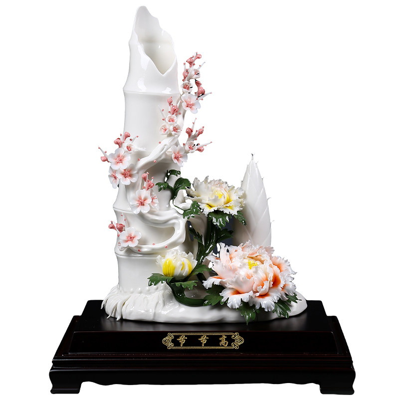 新中式节节高陶瓷花摆件乔迁礼