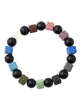 ins风彩色方块火山石串珠手串