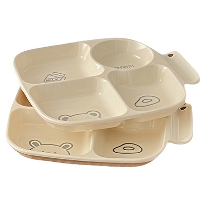 分格轻奢餐盘211一人食儿童大人餐具定量家用减脂早餐ins四格盘子