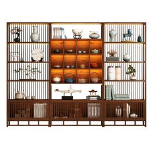 博古架实木中式茶叶架茶室茶具摆件展示柜客厅多宝阁隔断置物架子