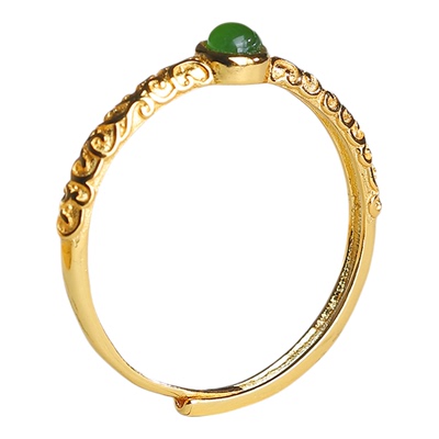 天然和田玉碧玉祥云S925银戒指