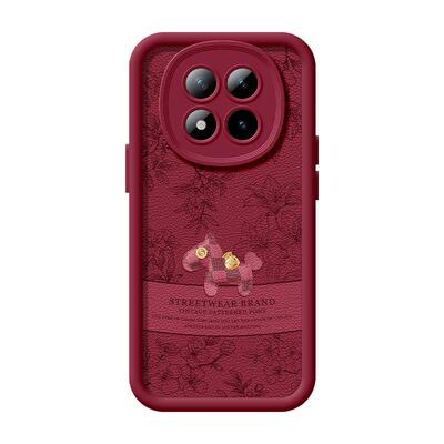 适用红米note15pro手机壳女款note14保护套小米小羊皮note11pro硅胶防摔13por+全包redmi新年12turbo红色马年