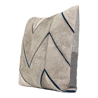 ELINLONYAIN蓝灰色马毛拼接抱枕