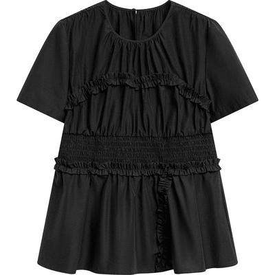 播设计感娃娃衫女夏季别致绝美小衫收腰衬衫上衣DDR2HD5601