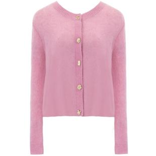 DPLAY马海毛开衫粉色毛衣气质松弛感针织开衫小香风外套上衣女