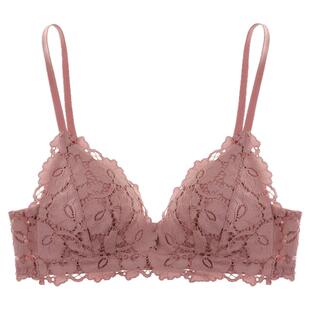小胸聚拢内衣女夏薄显大无钢圈性感蕾丝文胸罩细肩带法式防下垂