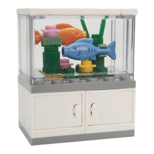 适用乐高MOC创意家居diy小颗粒积木场景鱼缸宠物缸箱动物拼装玩具