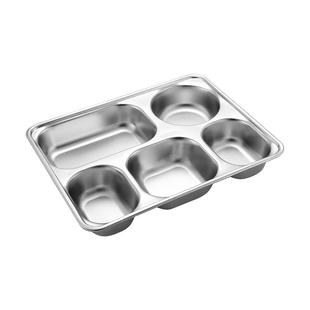 瑞胜304不锈钢快餐盘 分隔儿童餐盘分格饭盘成人家用四格餐盘套装