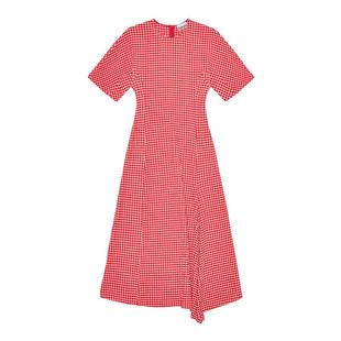 【甄选折扣】GANNI女装 甜美风格子收腰气质连衣裙 W0666474