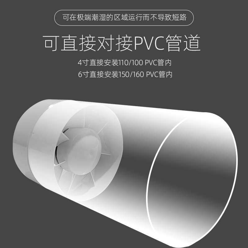 圆形管道排气扇浴室4寸厨房窗式换气强力6寸卫生间抽风机