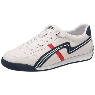 蜘蛛王男鞋正品春季新款真皮软底板鞋透气松紧系带轻便运动休闲鞋