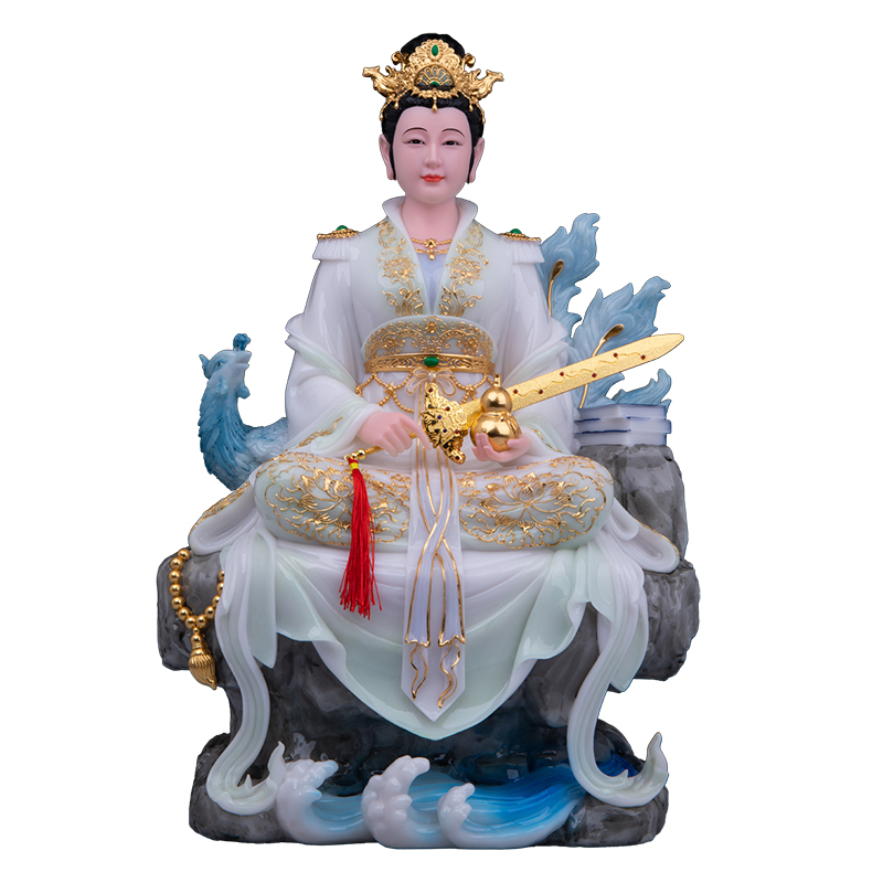 了凡居坐山九天玄女神像带凤汉白玉实心战神玄母天尊娘娘高端摆件