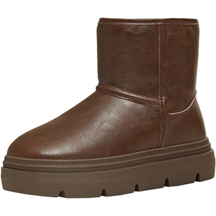 天美意暖茸茸复古厚底加绒保暖雪地靴棉鞋女休闲短靴2025冬季新款