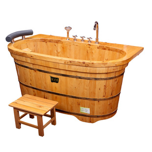 带水龙头泡澡木桶成人全身家用双人洗澡沐浴桶美容院熏蒸实木浴缸