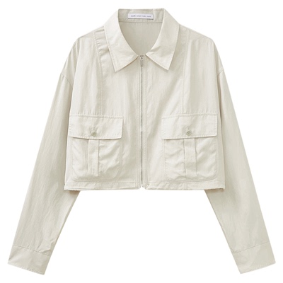 水云间浅色工装风短款外套女宽松夏日美式街头小衫薄款空调衫2025