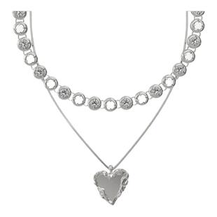 BOONEE镜面爱心项链女轻奢小众设计高级感颈链双层叠戴毛衣锁骨链