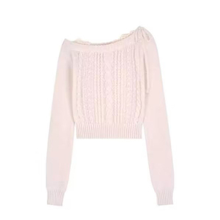 Kleesier韩国直邮上衣女2025冬款正品代购斜领麻花露肩针织衫宽松