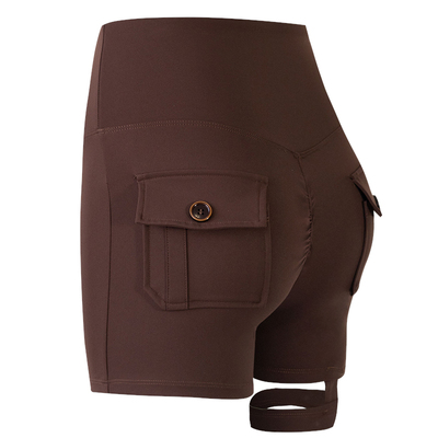 岚纹美式工装蜜桃提臀瑜伽短裤女