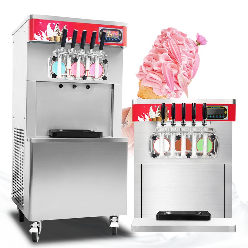 五口味全自动冰淇淋机台式立式软冰淇淋机21升冰激凌机带预冷