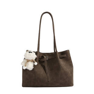 复古麂皮绒托特包女2025新款时尚通勤腋下包小众百搭大容量单肩包