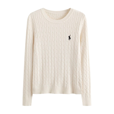 复古麻花刺绣羊毛针织衫