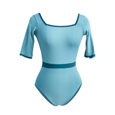 舞未央方领中袖拼色芭蕾舞服