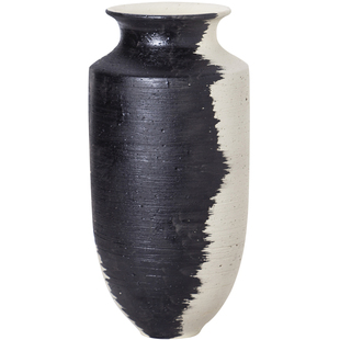 中式复古禅意粗陶陶罐黑色陶瓷花瓶摆件客厅插花器酒店样板间饰品