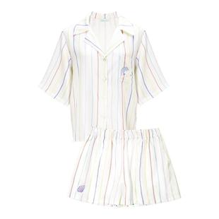 MANITO/曼尼陀Ocean Stripe 桑蚕丝女士家居服短套装短袖睡衣