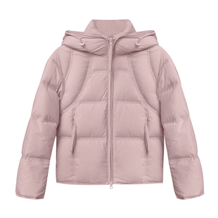 【曼哈顿甜心】小娜椒小个子设计感短款连帽宽松粉色百搭羽绒服女