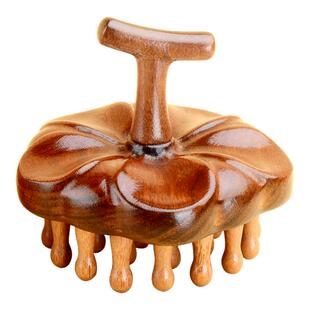 金丝檀木柿柿如意按摩梳子头部经络梳头皮按摩梳圆盘指环头疗梳子