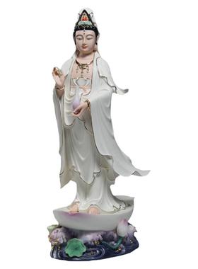 锵锵陶瓷一叶观音菩萨佛像摆件