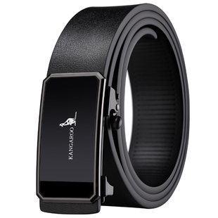 袋鼠皮带男士2026新款真皮无牙自动扣纯牛皮男款裤带商务休闲腰带