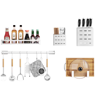 白色厨房置物架免打孔调料架壁挂式刀架用品挂架墙上收纳架神器