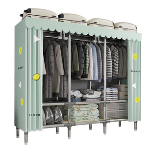 布衣柜简易衣柜家用卧室钢架结构钢管加粗加厚出租房加固组装衣橱