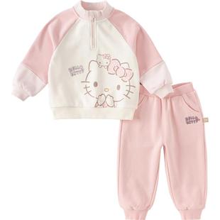 Hello Kitty联名戴维贝拉女童粉色卫衣运动套装2026新款儿童洋气