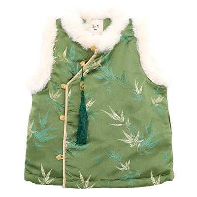 知了中国风锦缎唐装马甲冬款夹棉