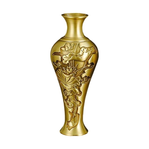 铜百福花瓶摆件客厅插花装饰品