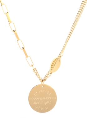 韩国字母圆牌高级感七夕毛衣链