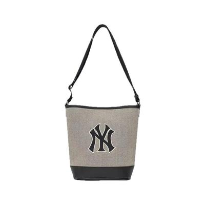 七夕礼物MLB包水桶包黑白撞色托特包新款纽约洋基队单肩包斜挎包
