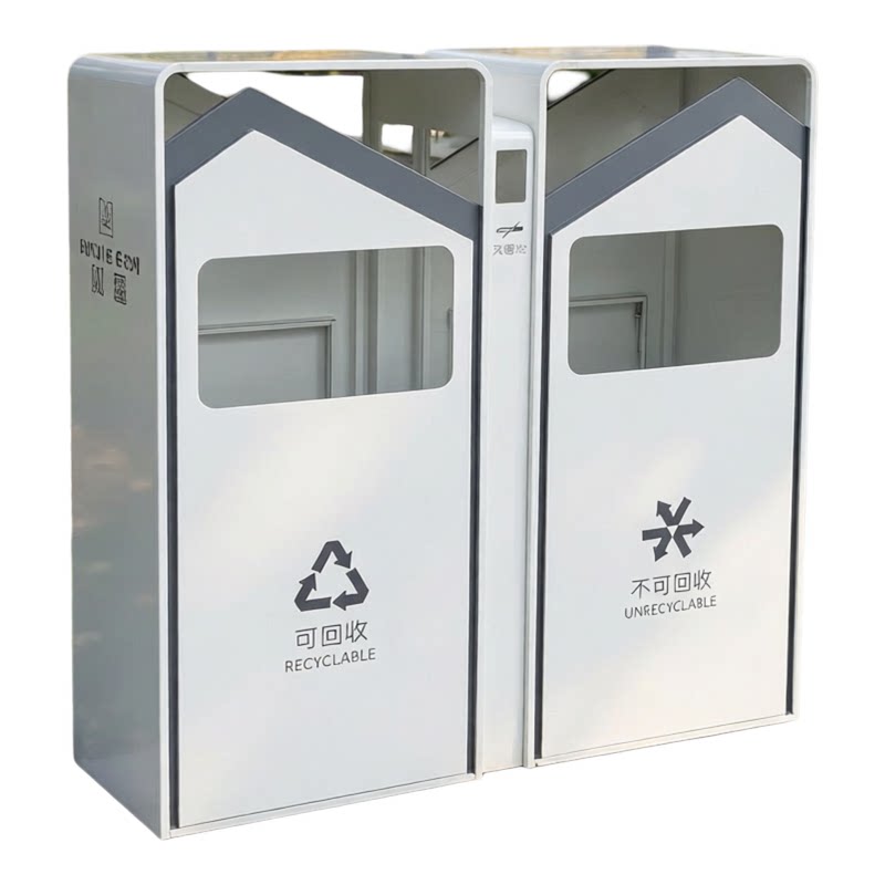 定制户外垃圾桶景区公园街道双桶果皮箱市政环卫不锈钢分类垃圾箱