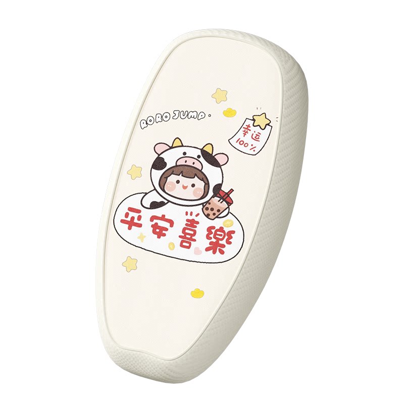 电摩款三明治座套+PU印花靠背套蓝本专拍
