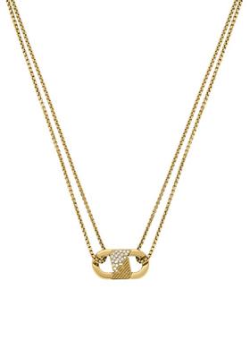 阿玛尼男士互锁双链璀璨密镶项链