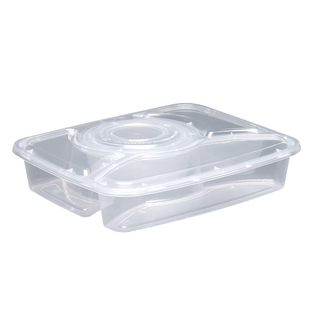 一次性餐盒四格1200ML外卖打包盒分格3+1大容量塑料便当快餐饭盒